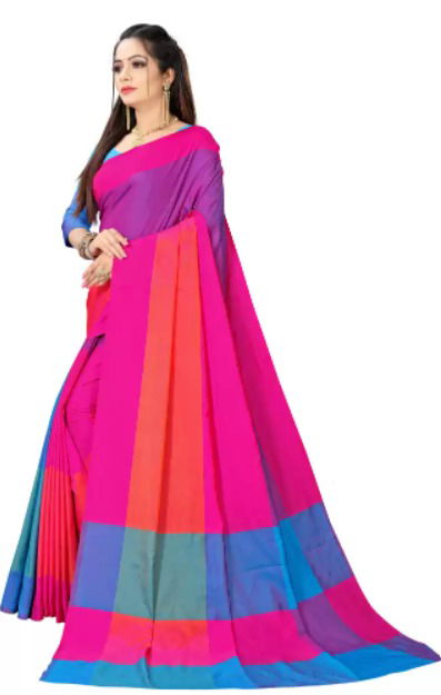 Colour Block Fashion Cotton Silk Saree Catalog